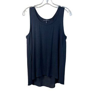 Banana Republic Womens Sleeveless Tank Top Shirt Medium Black 2 Layer Split Back